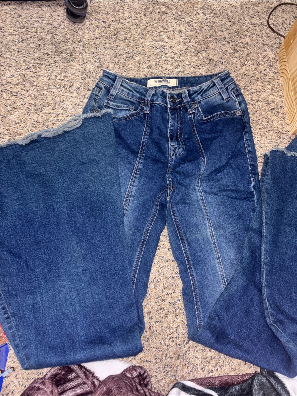 High-Rise Wide Leg Jeans in Dark Blue bell bottom